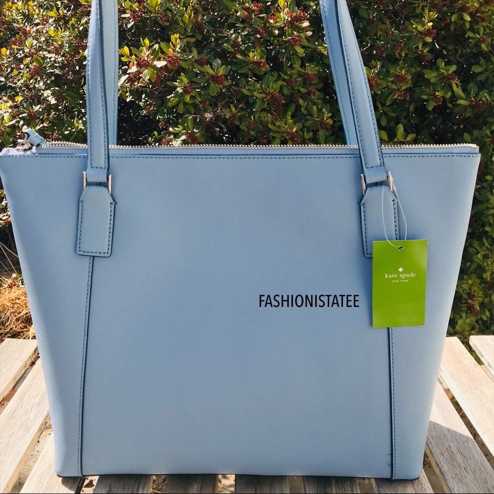 New Kate Spade Large Blue Pocket Tote Bag dawn - Picture 4 of 8